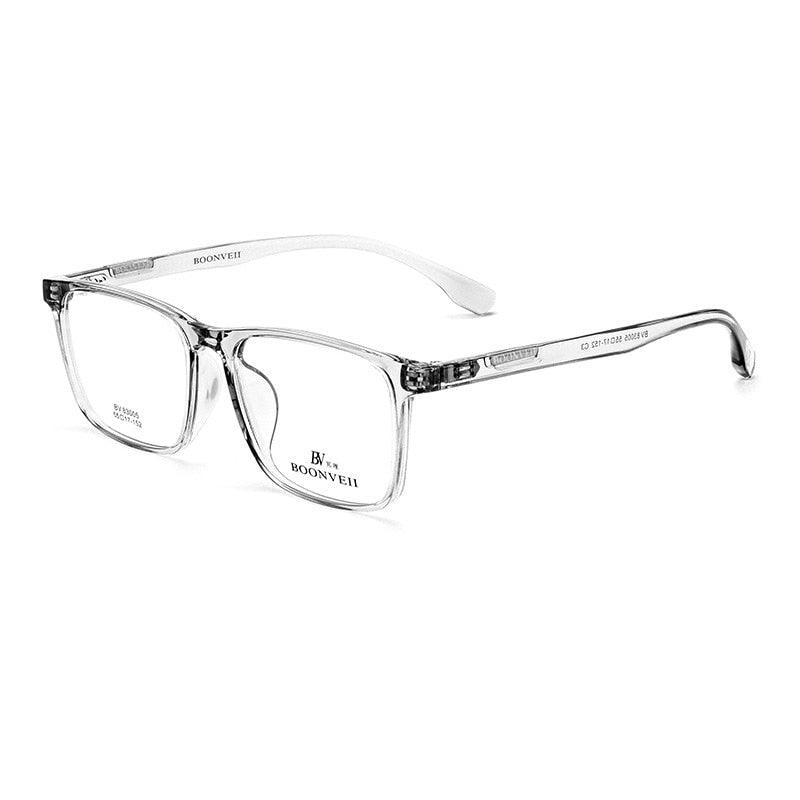 Yimaruili Men's Full Rim Large Square Tr 90 Acetate Eyeglasses Bv83005b Full Rim Yimaruili Eyeglasses Transparent Gray  