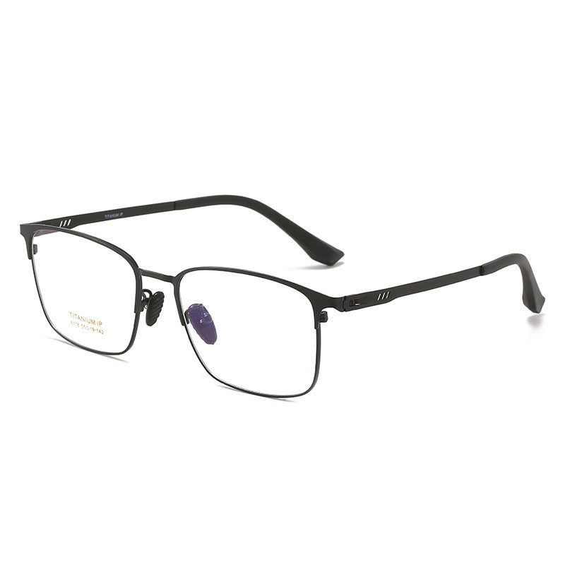 Reven Jate Men's Full Rim Square Titanium Screwless Frame Eyeglasses 6118 Full Rim Reven Jate black  