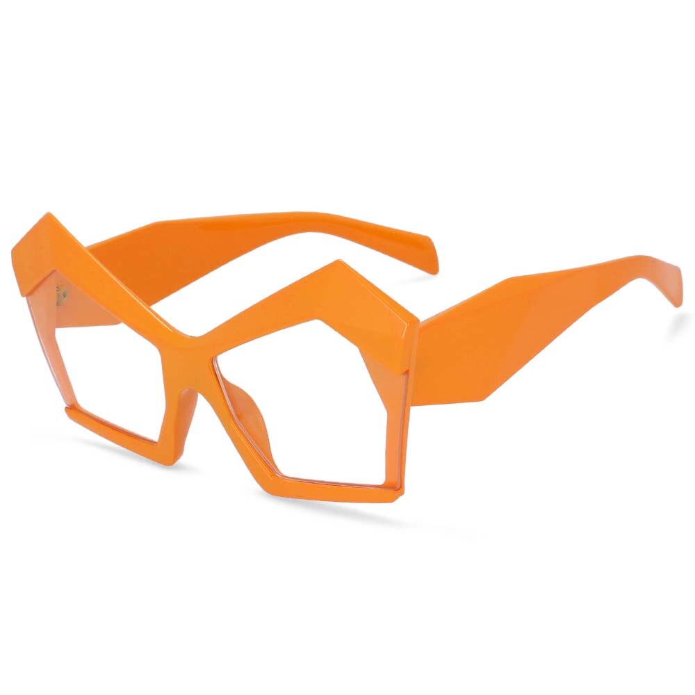 CCspace Women's Full Rim Oversized Polygonal Acetate Frame Eyeglasses 53877 Full Rim CCspace China Orange 