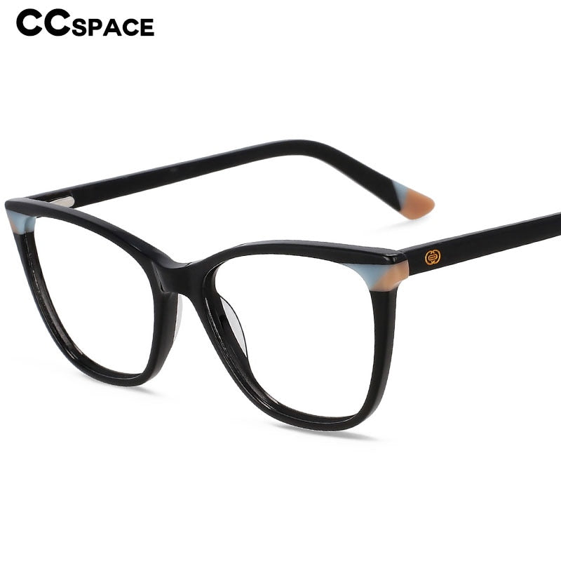 CCspace Unisex Full Rim Small Square Acetate Eyeglasses 55566 Full Rim CCspace   