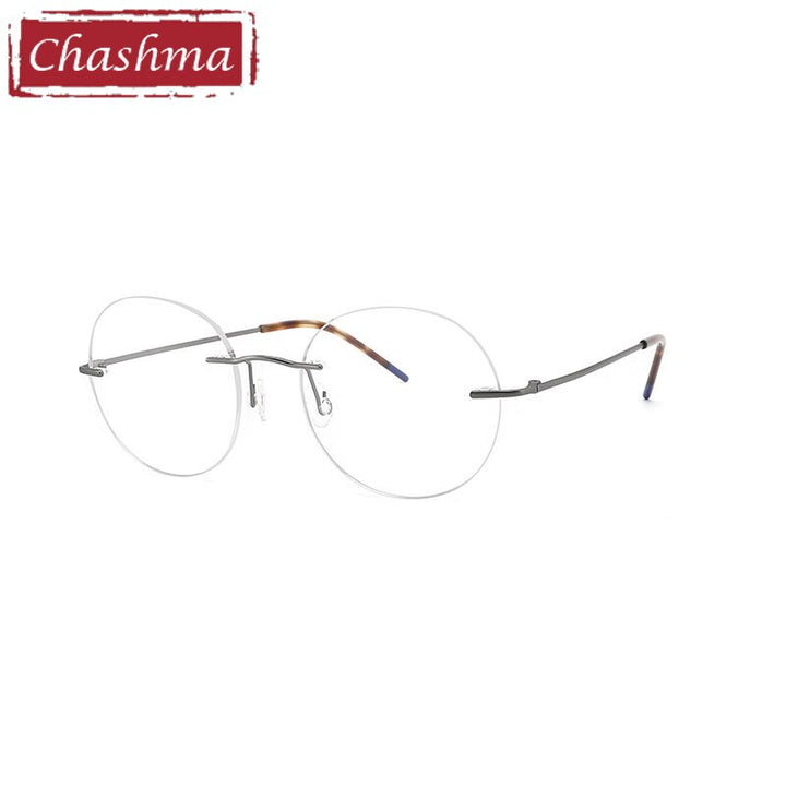 Chashma Ottica Unisex Rimless Round Titanium Eyeglasses 9018 Rimless Chashma Ottica Gray  