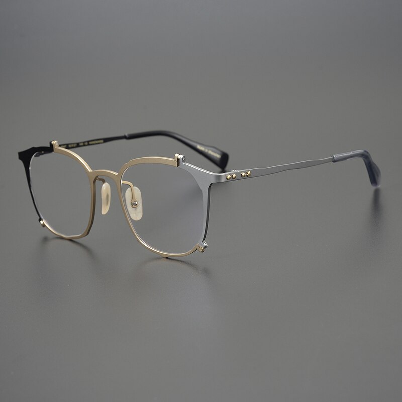 Gatenac Unisex Full Rim Irregular Square Titanium Eyeglasses Gxyj867 Full Rim Gatenac Gold  