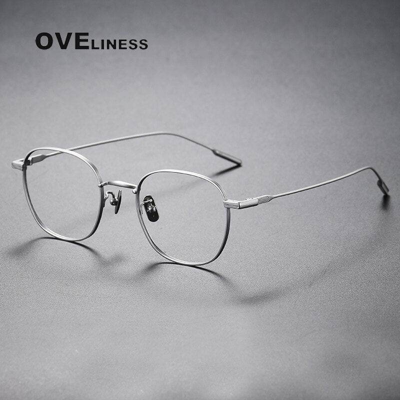 Oveliness Unisex Full Rim Round Square Titanium Eyeglasses 80802 Full Rim Oveliness silver  