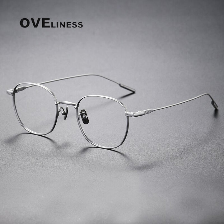 Oveliness Unisex Full Rim Round Square Titanium Eyeglasses 80802 Full Rim Oveliness silver  