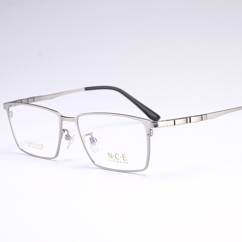 Bclear Men's Full Rim Square Titanium Eyeglasses My5001 Full Rim Bclear Light  Gray  