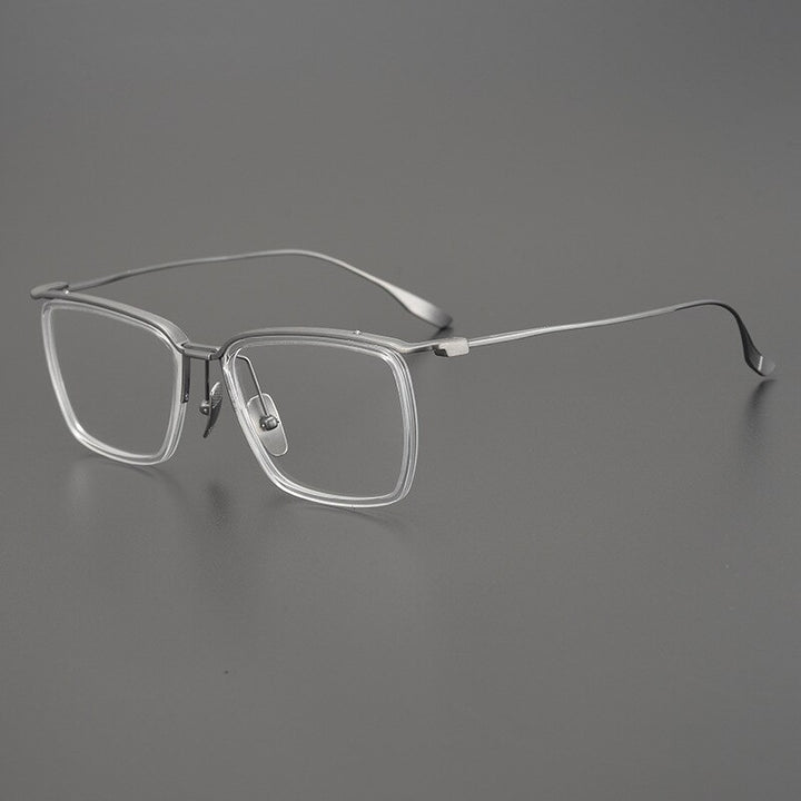 Gatenac Unisex Full Rim Square Titanium Eyeglasses Gxyj896 Full Rim Gatenac Transparent Gray  