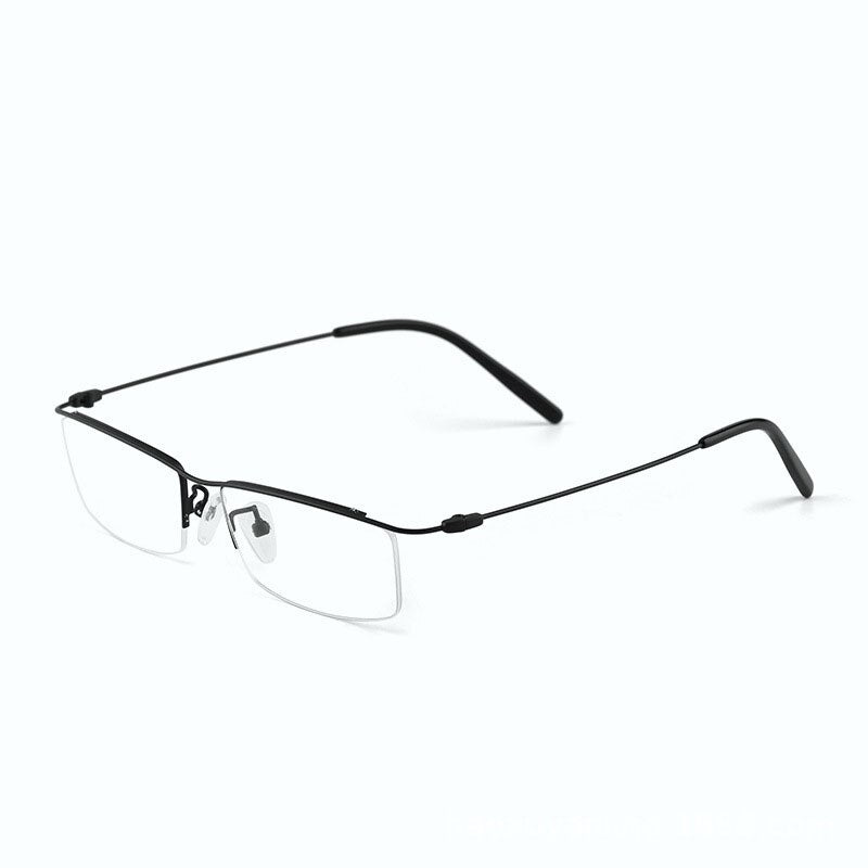 Hdcrafter Men's Semi Rim Square Titanium Eyeglasses 6688 Semi Rim Hdcrafter Eyeglasses Black  