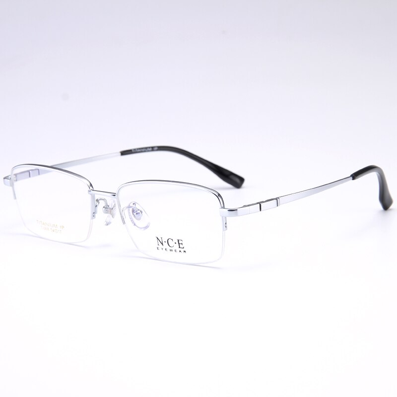Zirosat Men's Semi Rim Square Titanium Eyeglasses T008 Semi Rim Zirosat silver  