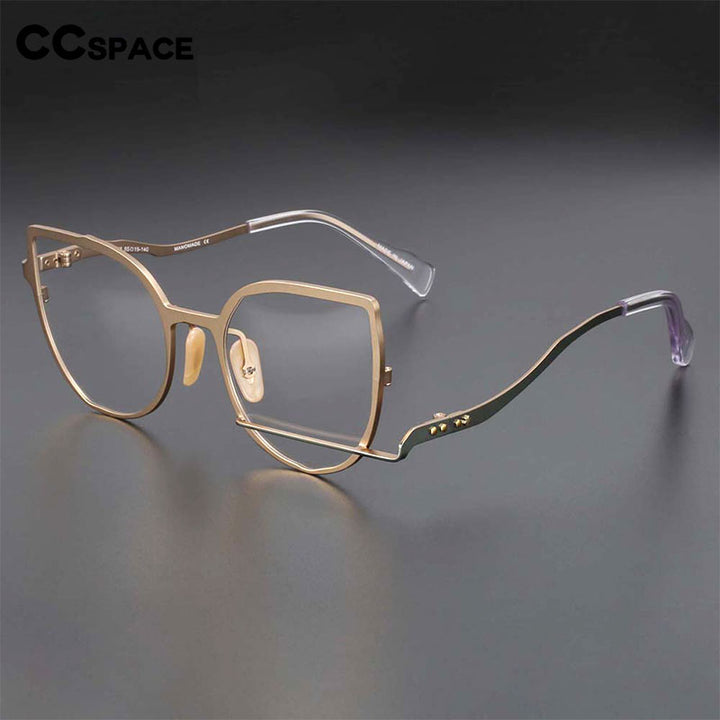 CCSpace Unisex Full Rim Irregular Cat Eye Alloy Frame Eyeglasses 54415 Full Rim CCspace   