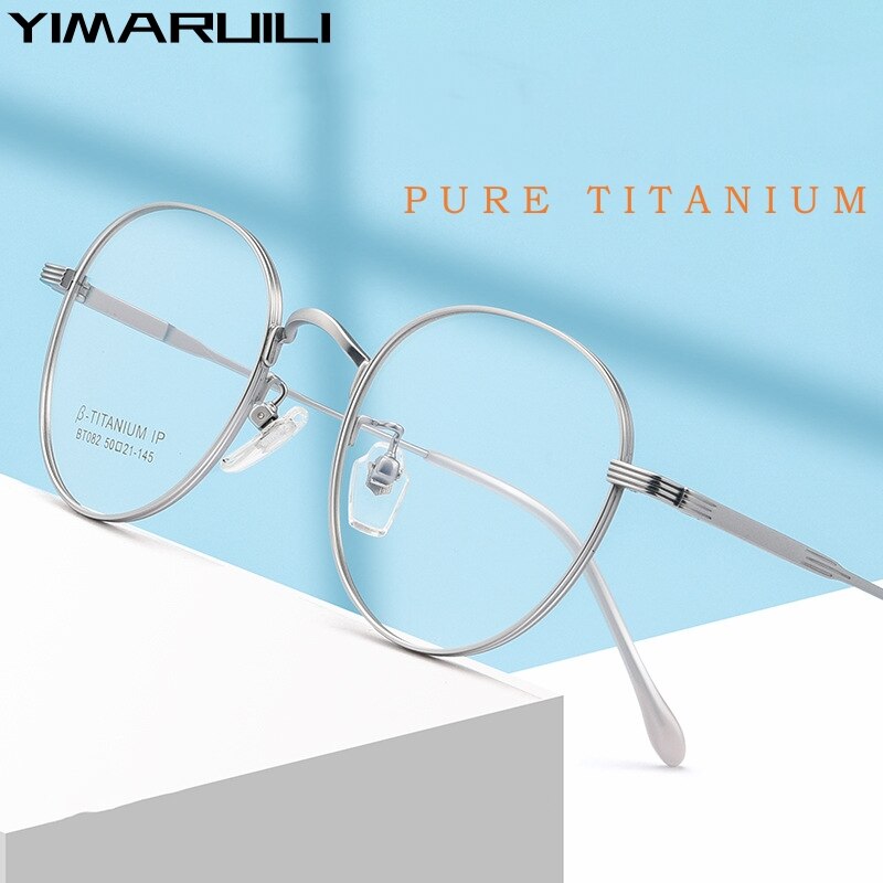 Yimaruili Unisex Full Rim Polygonal Titanium Eyeglasses Bt082t Full Rim Yimaruili Eyeglasses   