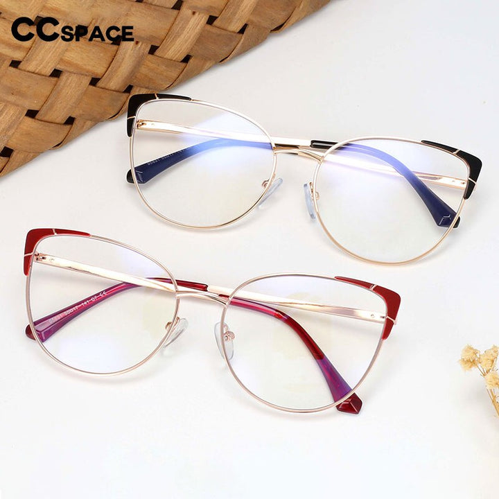 CCspace Women's Full Rim Cat Eye Alloy Frame Eyeglasses 54428 Full Rim CCspace   