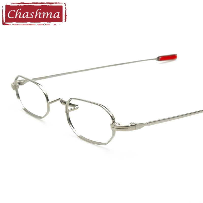 Chashma Ottica Unisex Full Rim Small Round/Square Titanium Eyeglasses 93015/6 Full Rim Chashma Ottica Silver Shape Square  