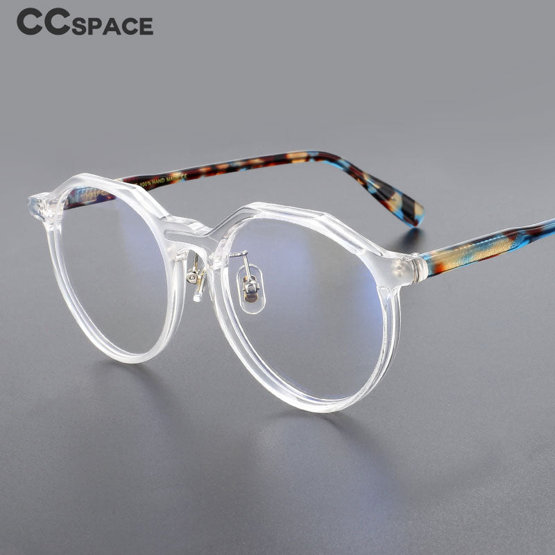 CCSpace Unisex Full Rim Irregular Round Acetate Eyeglasses 55317 Full Rim CCspace   