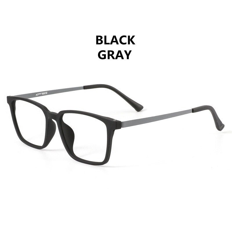 Handoer Unisex Full Rim Square Tr 90 Titanium Hyperopic Photochromic Reading Glasses 9822-1 0 To + 150 Reading Glasses Handoer 0 BLACK GRAY 