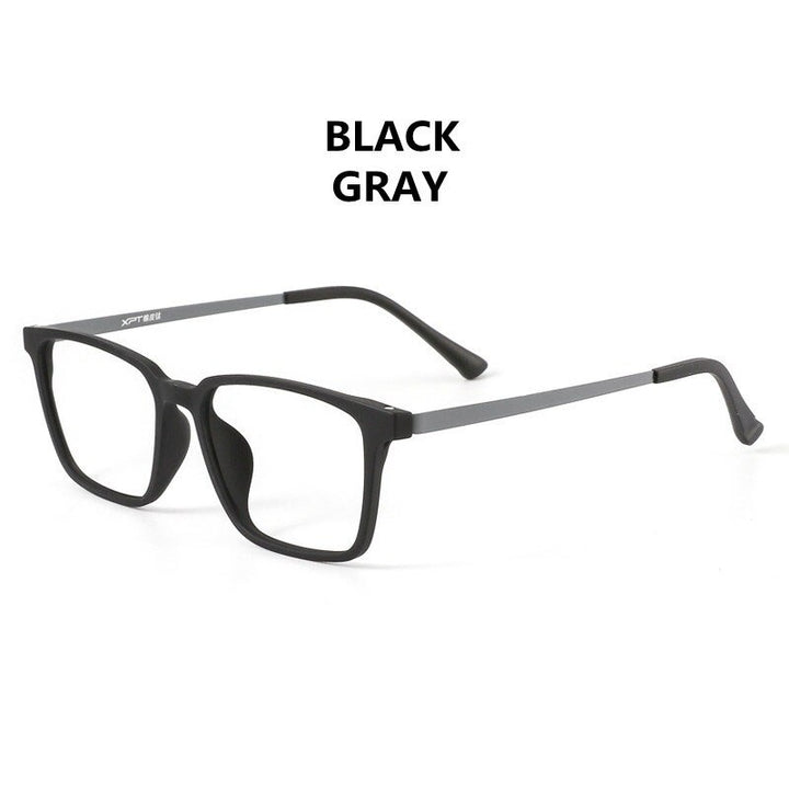 Handoer Unisex Full Rim Square Tr 90 Titanium Hyperopic Photochromic +175 To +325 Reading Glasses 9822-1 Reading Glasses Handoer +175 BLACK GRAY 