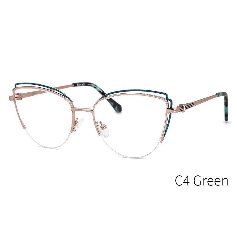 Kansept Women's Full Rim Cat Eye Alloy Eyeglasses Ty48299 Full Rim Kansept C4 Green CN 
