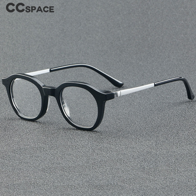 CCSpace Unisex Full Rim Round Acetate Eyeglasses 55355 Full Rim CCspace   
