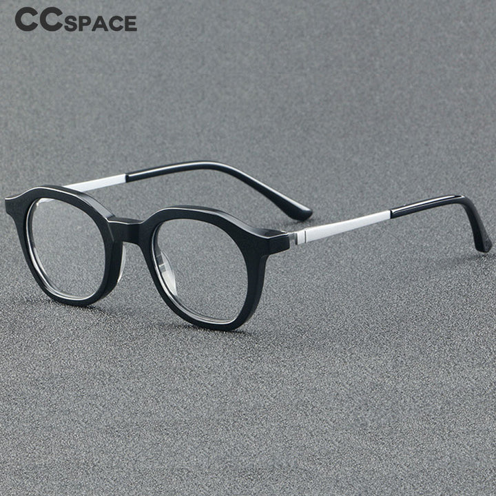 CCspace Unisex Full Rim Round Acetate Eyeglasses 55355 Full Rim CCspace   