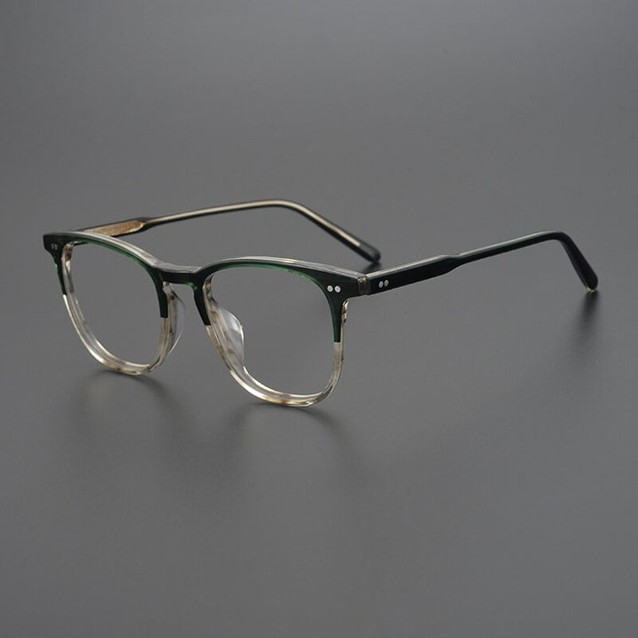 Gatenac Unisex Full Rim Round Square Acetate Eyeglasses Gxyj963 Full Rim Gatenac Green Stripes  