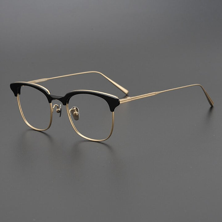 Gatenac Unisex Full Rim Square Tr 90 Titanium Eyeglasses Gxyj967 Full Rim Gatenac Gold Black  