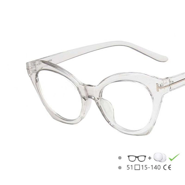 CCSpace Women's Full Rim Square Cat Eye Acetate Frame Eyeglasses 54615 Full Rim CCspace Clear China 