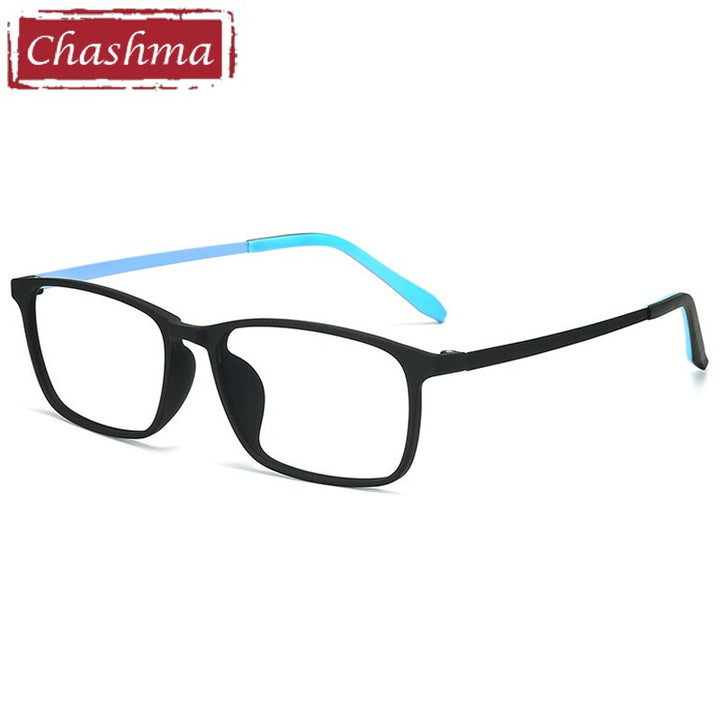 Chashma Unisex Full Rim Ultem Titanium Wide Frame Eyeglasses 6611 Full Rim Chashma Black Blue  