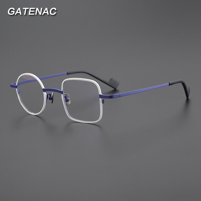Gatenac Unisex Full Rim Irregular Square Round Titanium Eyeglasses Gxyj1008 Full Rim Gatenac   