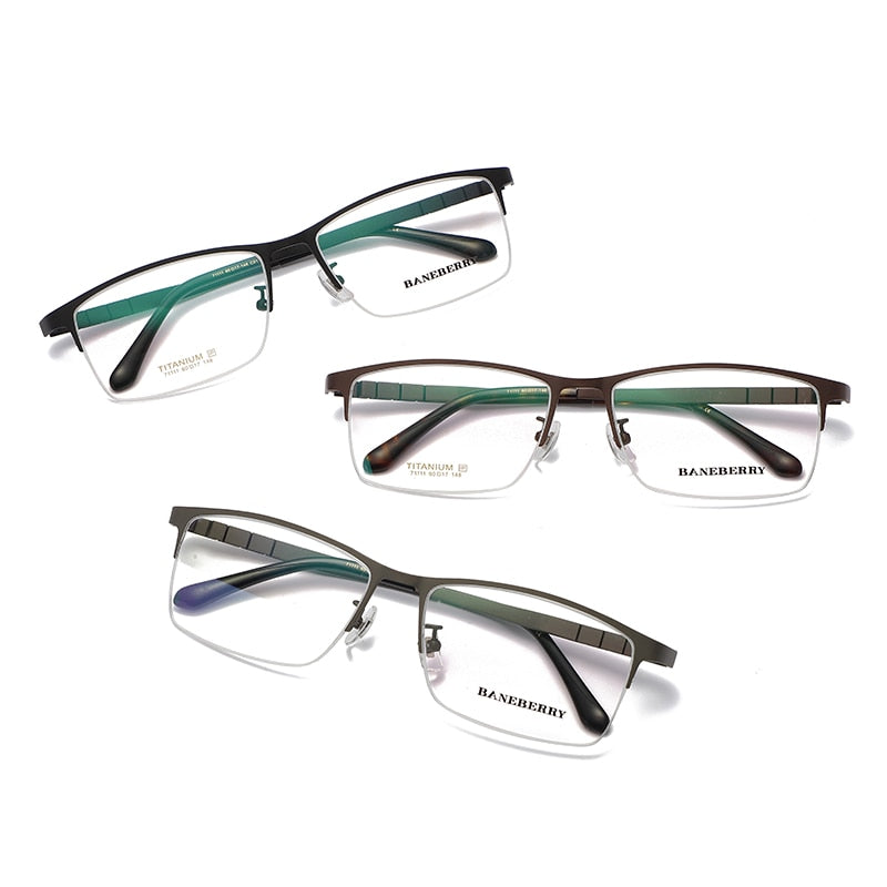 Reven Jate Unisex Semi Rim Rectangle Titanium Frame Eyeglasses 71111 Semi Rim Reven Jate   