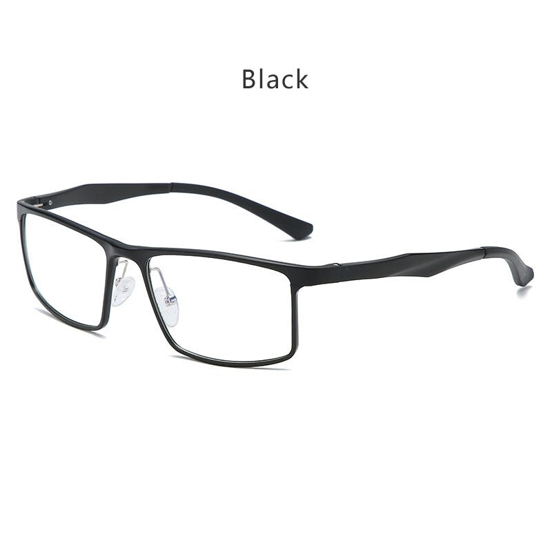 Hdcrafter Men's Full Rim Wide Square Titanium Eyeglasses 14g 664 Full Rim Hdcrafter Eyeglasses Black  