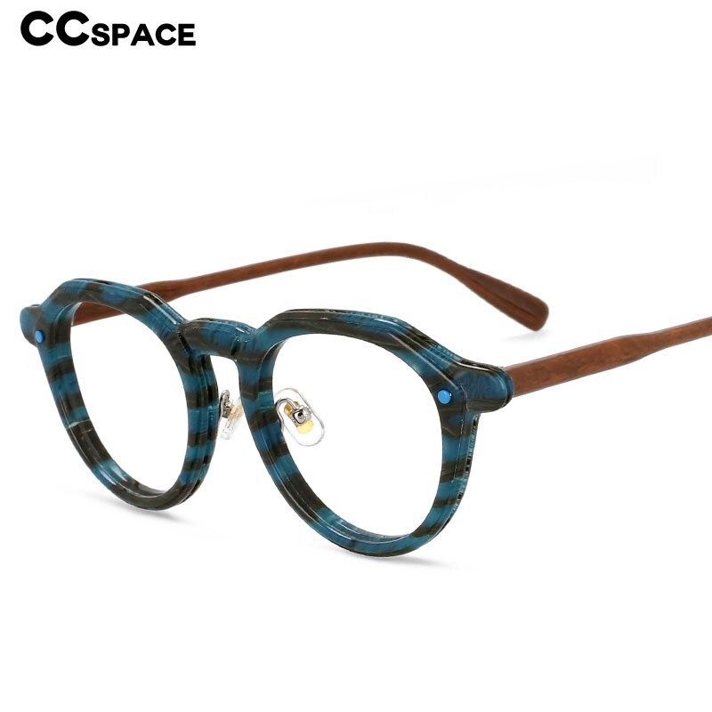 CCspace Unisex Full Rim Round Acetate Frame Eyeglasses 54541 Full Rim CCspace   