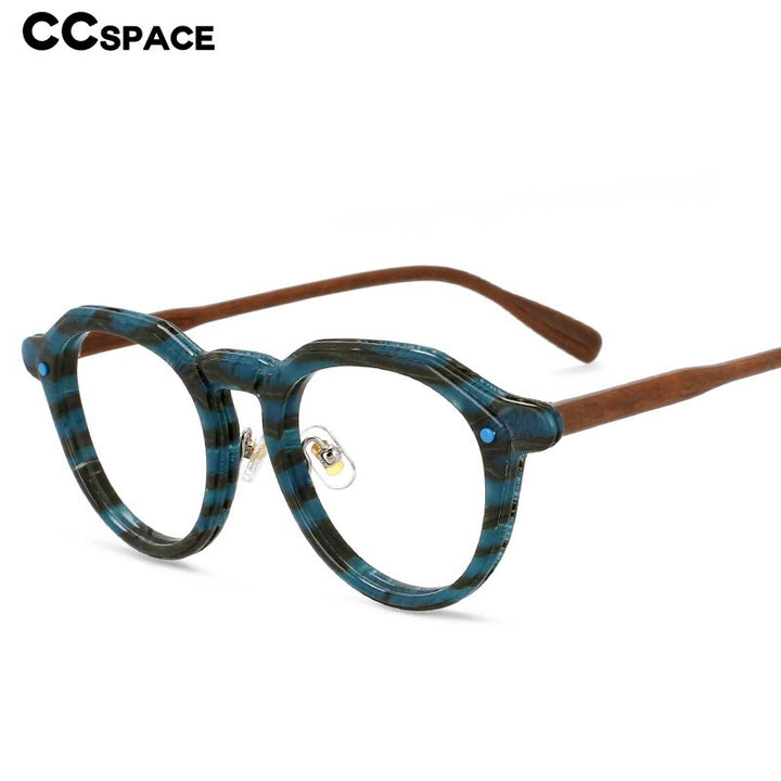 CCspace Unisex Full Rim Round Acetate Frame Eyeglasses 54541 Full Rim CCspace   