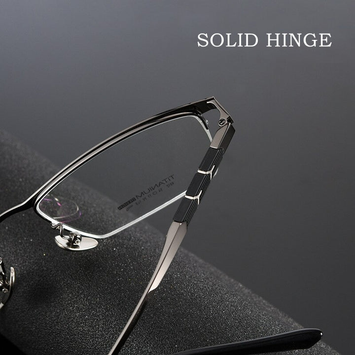Yimaruili Men's Semi Rim Square Titanium Eyeglasses 9012BT Semi Rim Yimaruili Eyeglasses   