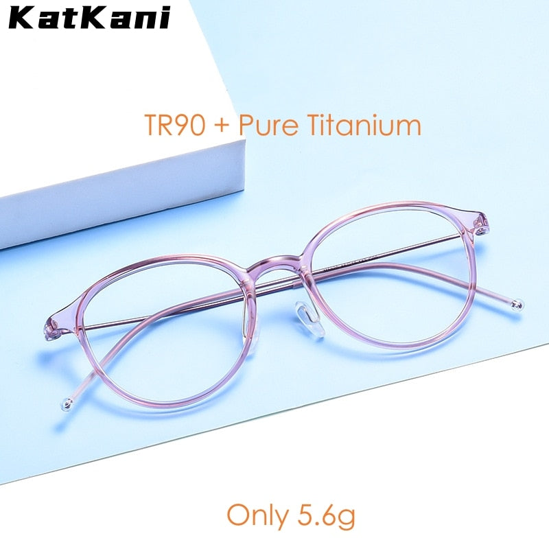 KatKani Unisex Full Rim Round Square Tr 90 Titanium Eyeglasses 5820N Full Rim KatKani Eyeglasses   