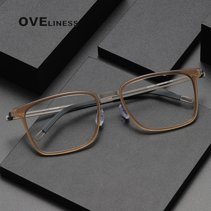 Oveliness Unisex Full Rim Square Screwless Titanium Eyeglasses 8202305 Full Rim Oveliness   
