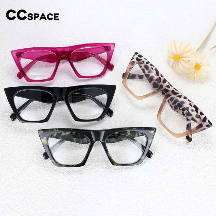 CCSpace Women's Full Rim Oversized Square Cat Eye Resin Frame Eyeglasses 54133 Full Rim CCspace   