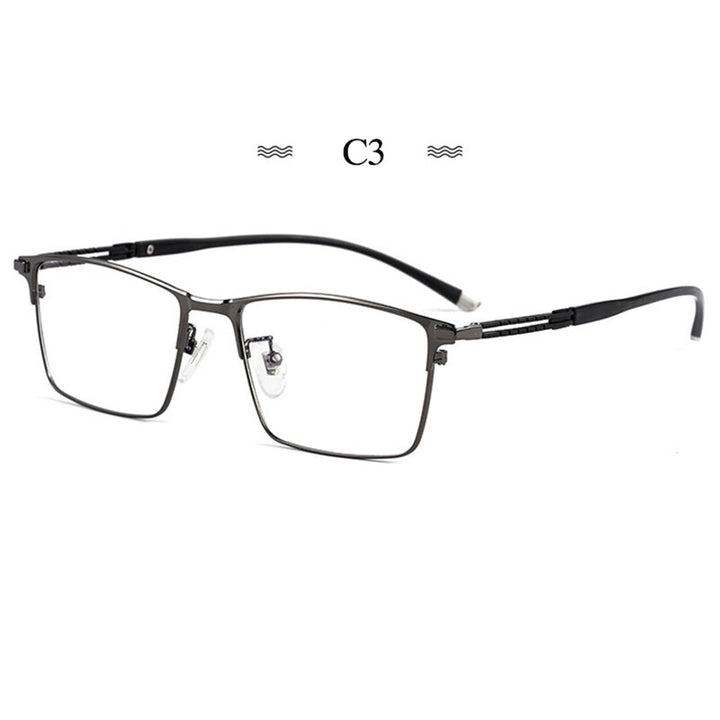 Hotochki Men's Full Rim Square Tr 90 Titanium Frame Eyeglasses T8612t Full Rim Hotochki C3  