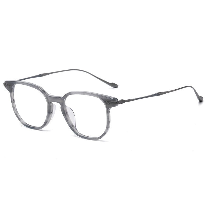 Gatenac Unisex Full Rim Irregular Square Acetate Titanium Eyeglasses Gxyj992 Full Rim Gatenac Gray  