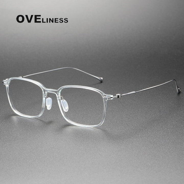 Oveliness Unisex Full Rim Square Acetate Titanium Eyeglasses 8644 Full Rim Oveliness transparent  