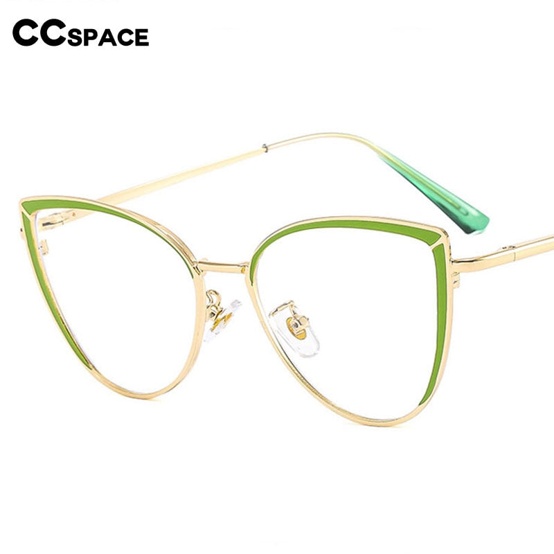 CCSpace Women's Full Rim Square Cat Eye Acetate Alloy Eyeglasses 54550 Full Rim CCspace   