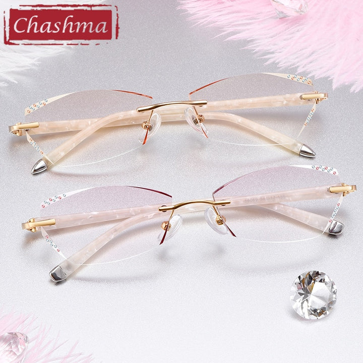Chashma Women's Rimless Rectangle Titanium Frame Eyeglasses 58069 Rimless Chashma   