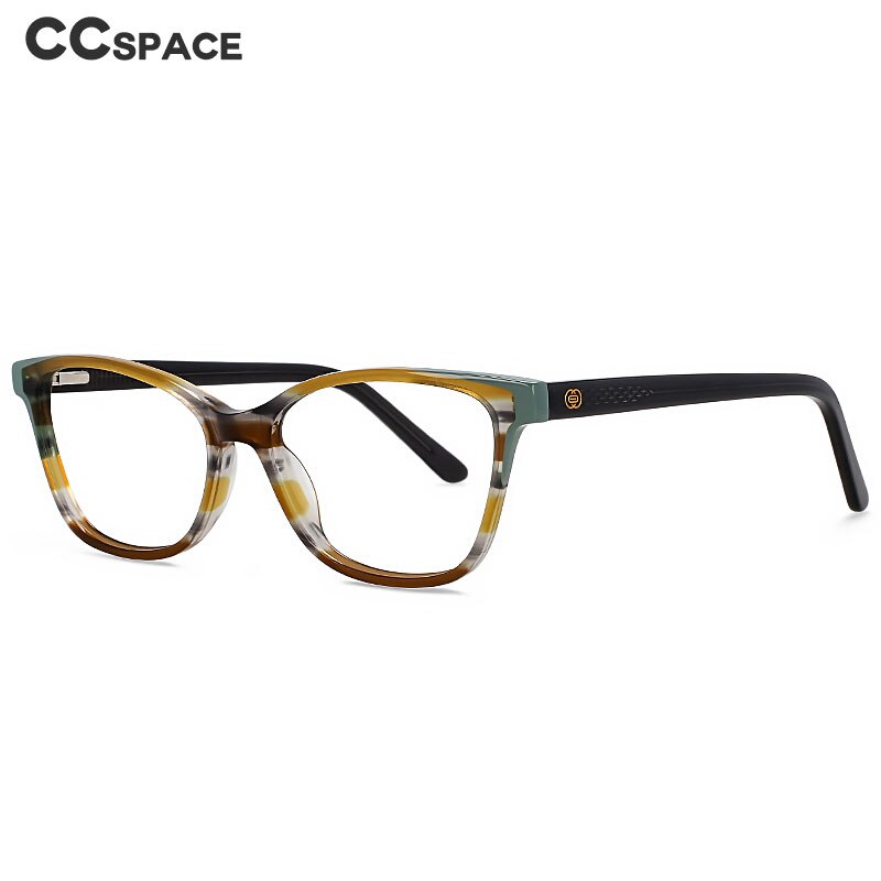 CCspace Unisex Full Rim Square Cat Eye Acetate Eyeglasses 55570 Full Rim CCspace   