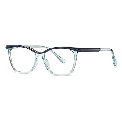 Ralferty Women's Full Rim Square Cat Eye Tr 90 Acetate Eyeglasses D3517 Full Rim Ralferty C3 Blue China 