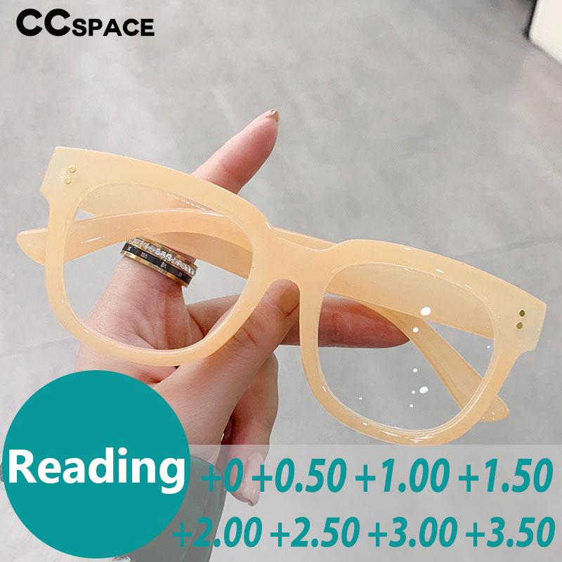 CCspace Unisex Full Rim Square Cat Eye Acetate Reading Glasses 55620 Reading Glasses CCspace   