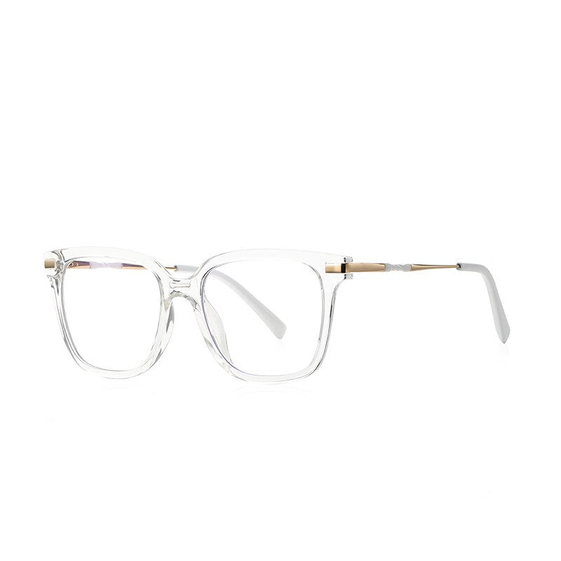 CCspace Unisex Full Rim Square Tr 90 Titanium Eyeglasses 55709 Full Rim CCspace GoldClear China 