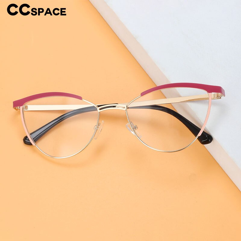 CCspace Women's Full Rim Cat Eye Alloy Eyeglasses 56491 Full Rim CCspace   