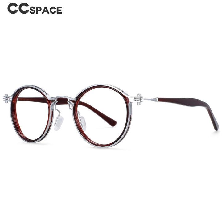 CCSpace Unisex Full Rim Square Round Acetate Alloy Steampunk Frame Eyeglasses 54227 Full Rim CCspace   