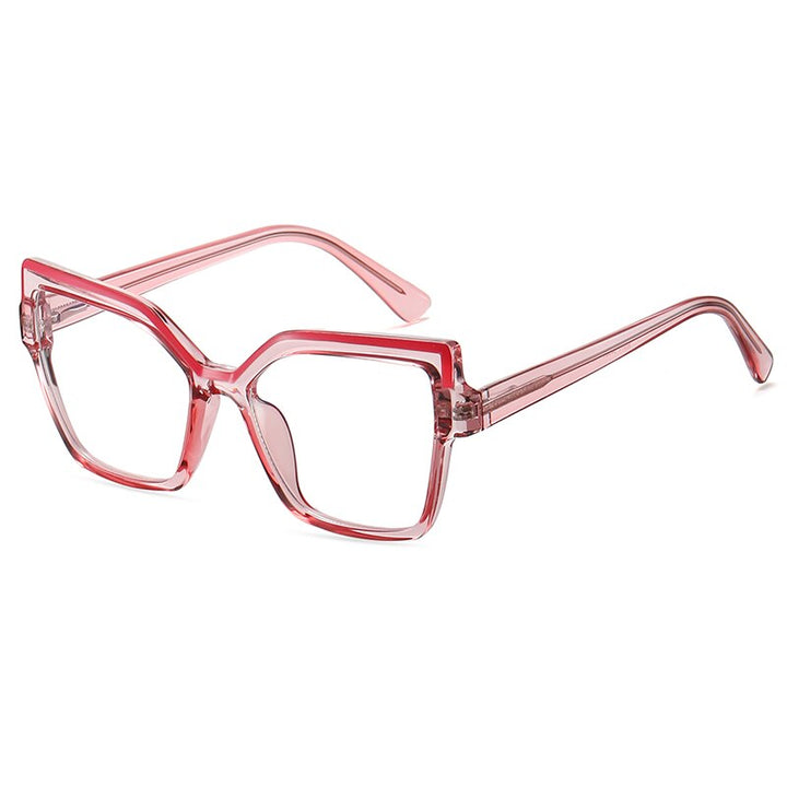 Hotony Women's Full Rim Square Cat Eye Alloy Eyeglasses 95977 Full Rim Hotony   
