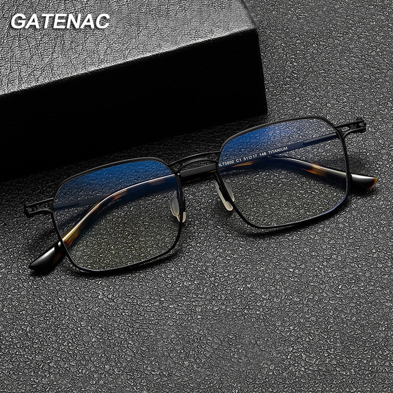 Gatenac Unisex Full Rim Square Titanium Eyeglasses Gxyj1073 Full Rim Gatenac   