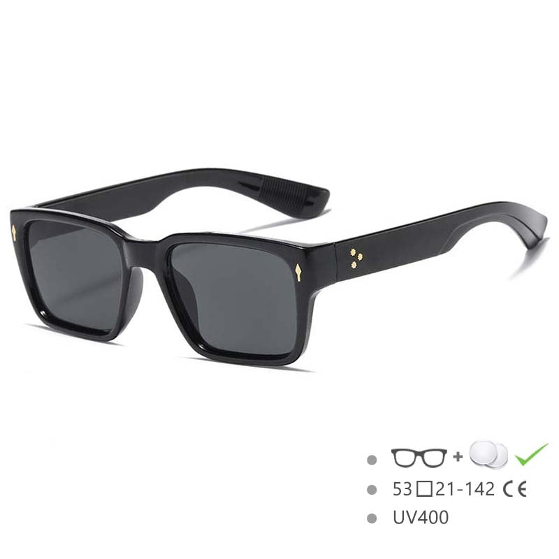 CCSpace Men's Full Rim Rectangular Acetate Frame Sunglasses 54568 Sunglasses CCspace Sunglasses Black China 