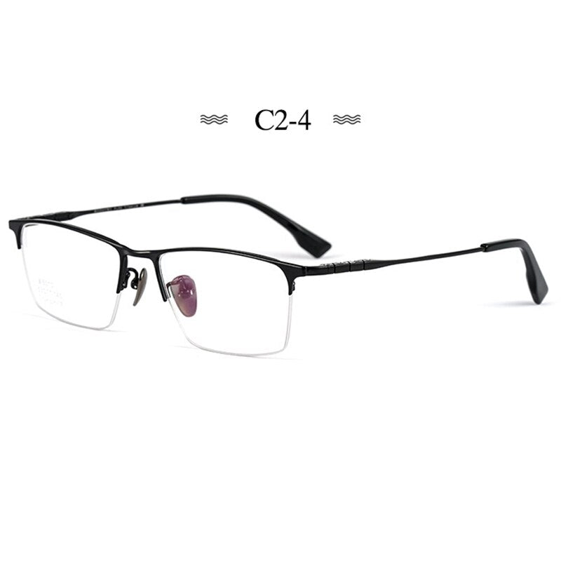 Hotochki Men's Semi Rim Square Tr 90 Titanium Frame Eyeglasses Bv6010 Semi Rim Hotochki C2-4  